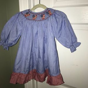 Red white and blue patriotic smocked Mickey dress
